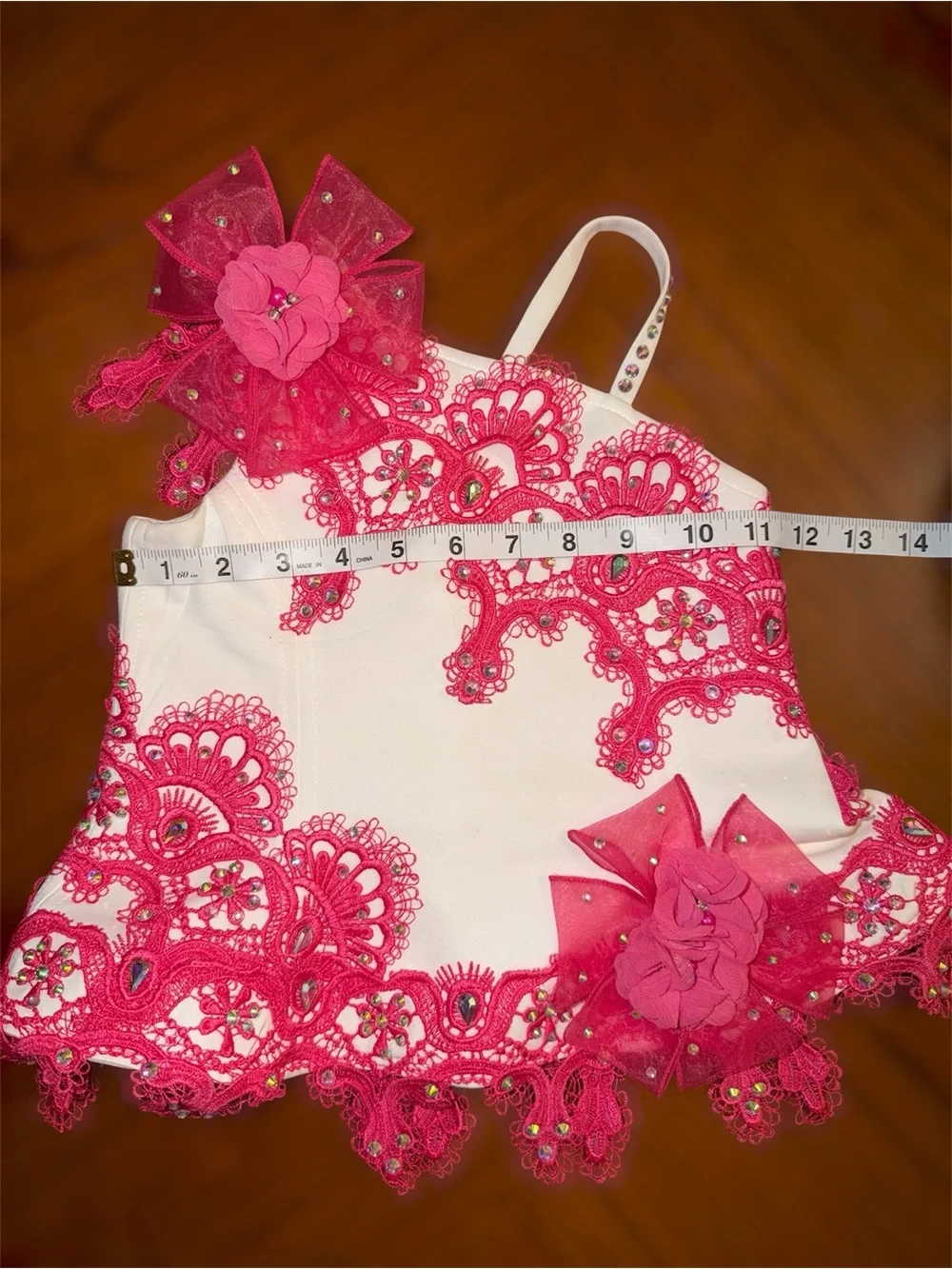 Girls glitz two piece pageant dress set hot pink & white